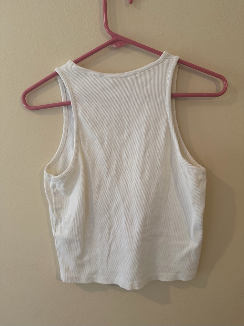 Sleeveless White Ribbed Tank Top - Women's Fitted Crop - Picture 3 of 3